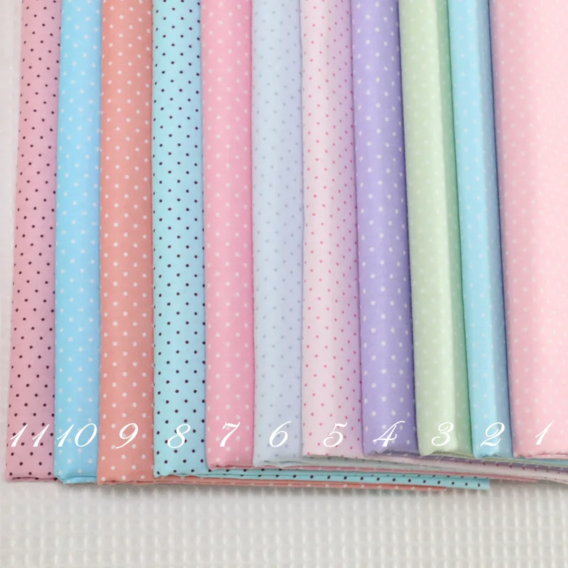 11pcs 40x50cm Color Dots 100% Cotton Fabric Sewing Tilda Doll Cloth DIY Quilting Patchwork Tissue Textile Felt