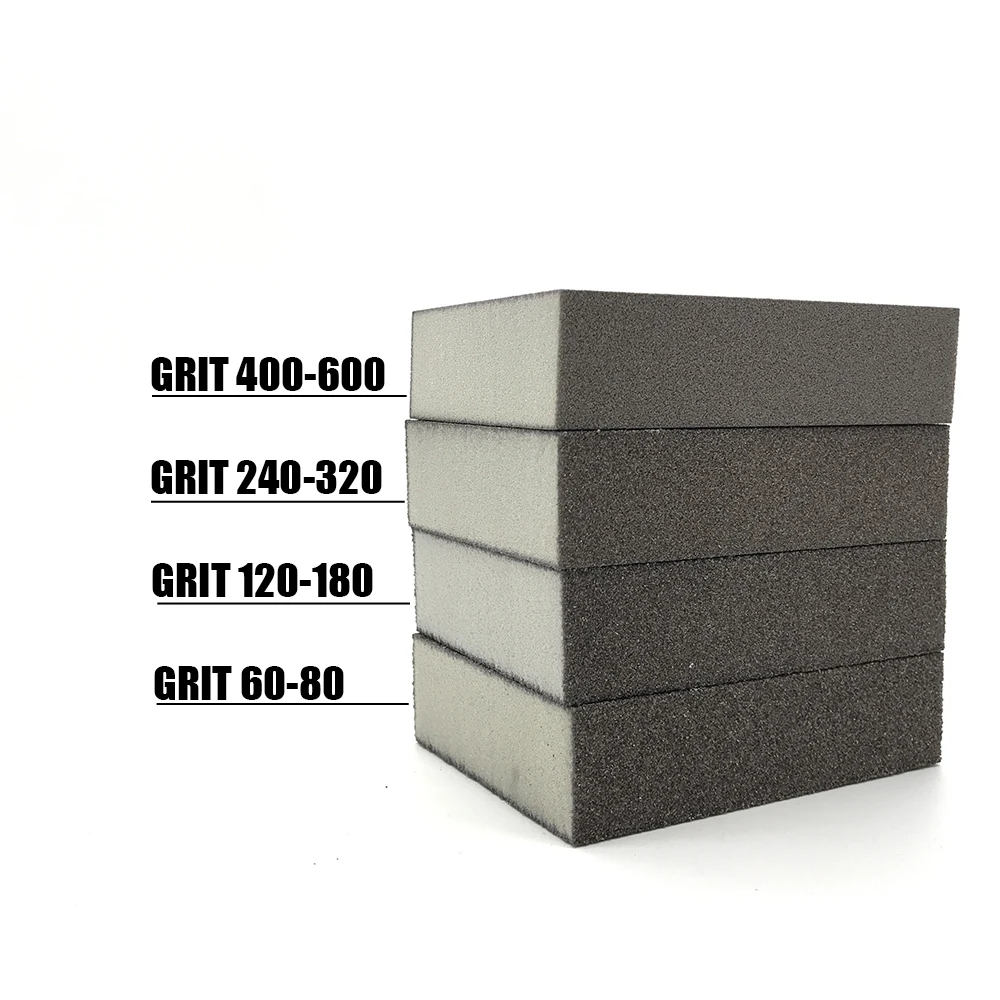 4pc Polishing Sanding Sponge Block Pad Set Sandpaper Assorted Grit 60 120 240 400