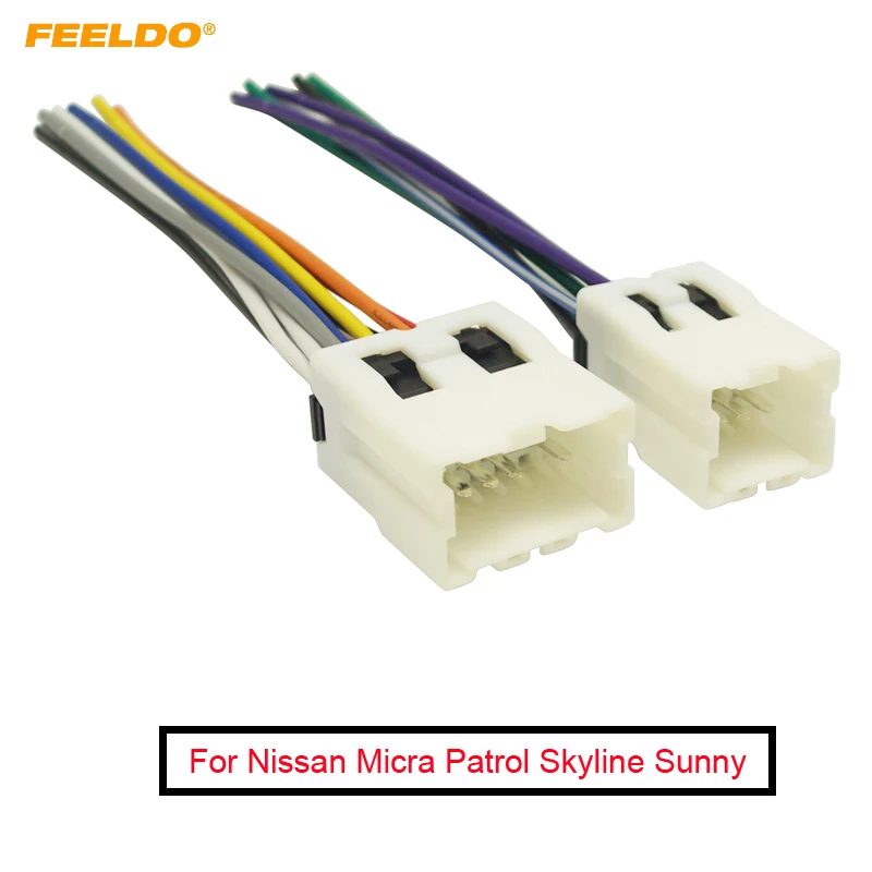 FEELDO 1Pair Car Radio Audio Power Wiring Harness Adapter Plug For Old NISSAN Micra Patrol Skyline Sunny Primera #AM2955