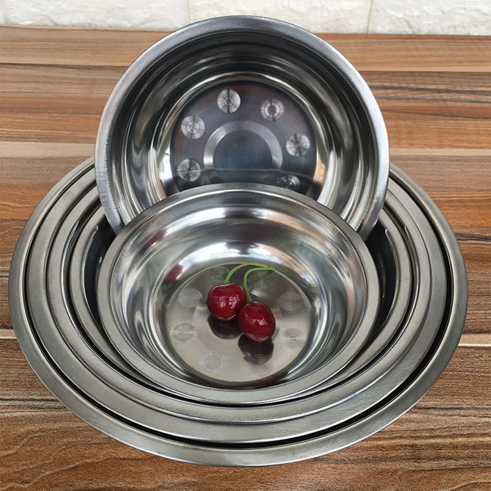 1Pc Stainless Rice Bowl 6 Sizes 14-24cm Stainless Steel Mixing Bowl For Kitchen Boll Restaurant Dinner Soup Bol Inox Korean