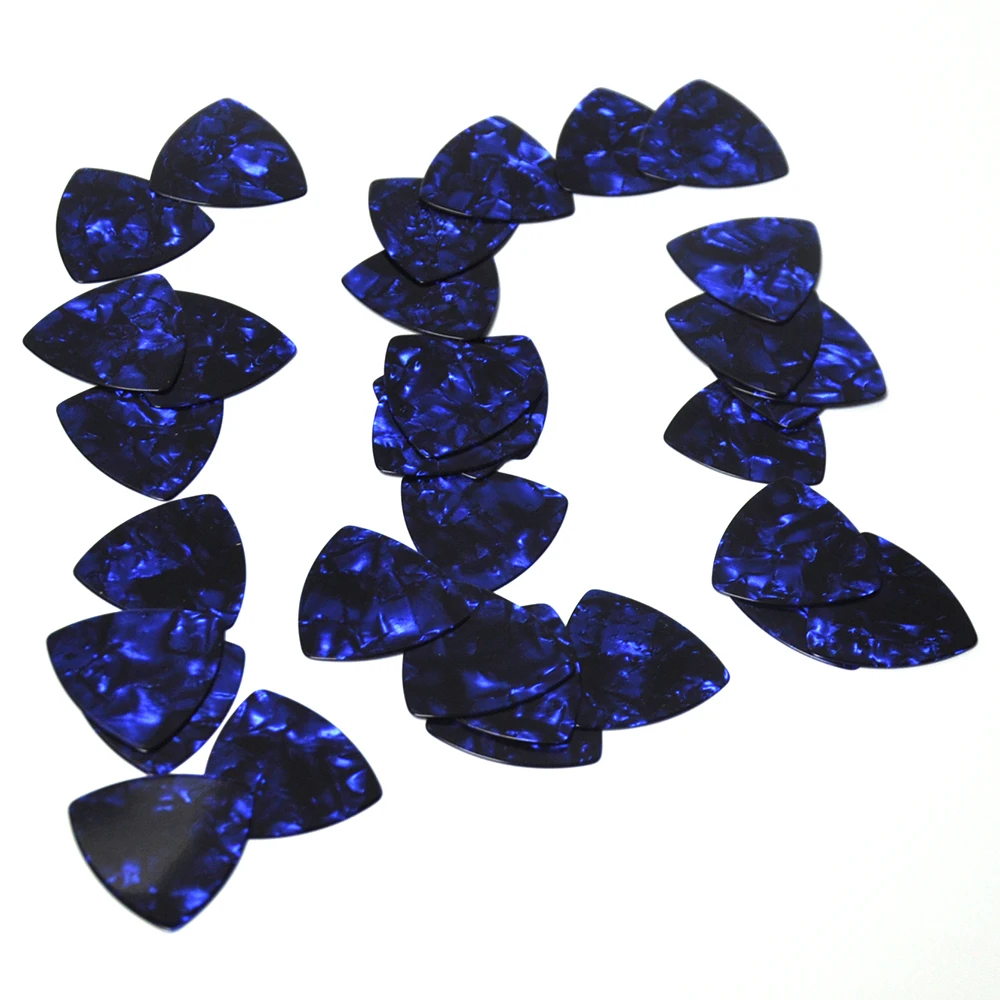 Lots of 50pcs Blue Pearl 0.71mm 0.96mm Big Rounded Triangle Celluloid Guitar Picks