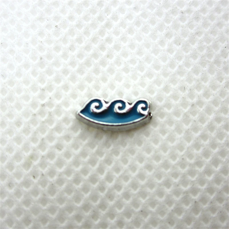 Hot Selling 30pcs Enamel Sea Wave Floating Charms Living Glass Memory Lockets Pendant DIY Jewelry Accessory Charms