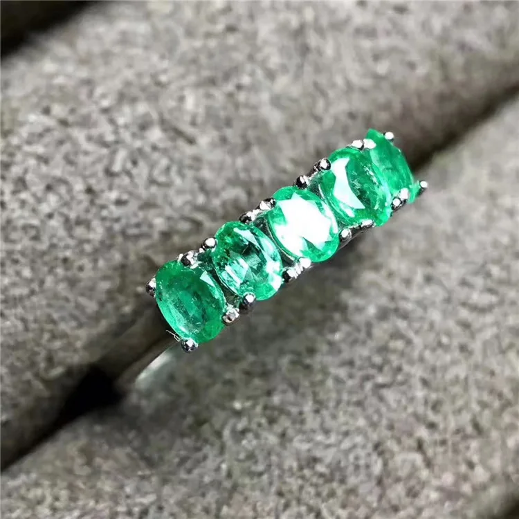 natural emerald ring solid 925 sterling silver emerald ring round natural emerald gemstones ring simple design ring