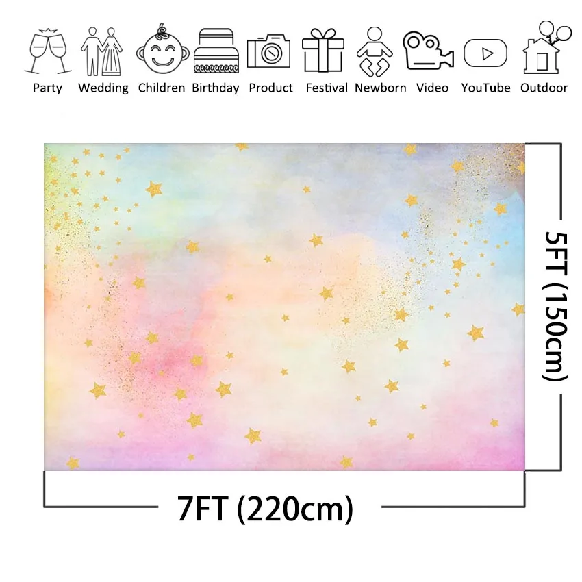 Fondo variopinto del ritratto del neonato del cielo della piccola stella blu rosa del contesto di fotografia dell'acquerello per lo Studio fotografico