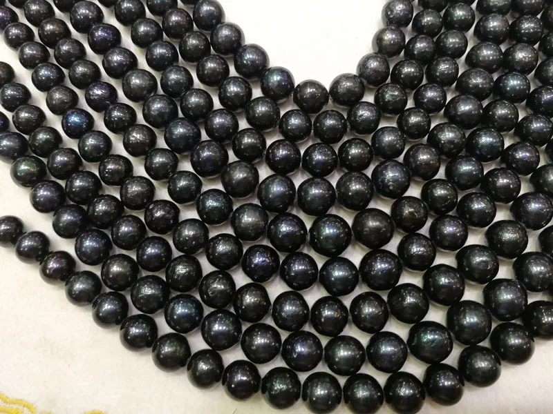 loose beads freshwater pearl near round black big size 13-17mm 15