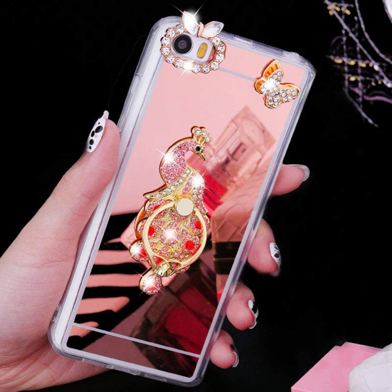 Luxury Plating Glitter Mirror Phone Case For iPhone 5S SE 2016 2020 6S 7 8 Plus X XR XS Max Ring Holder Stand Bracket Back Cover