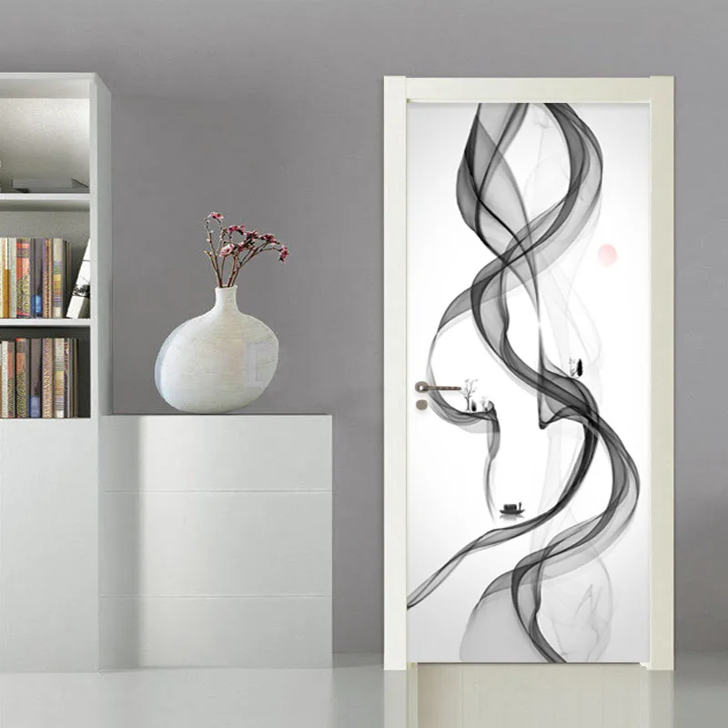 

Creative Abstract Art Door Sticker 3D Wallpaper Living Room Bedroom Home Decor Door Wall Decals PVC Self-Adhesive Stickers