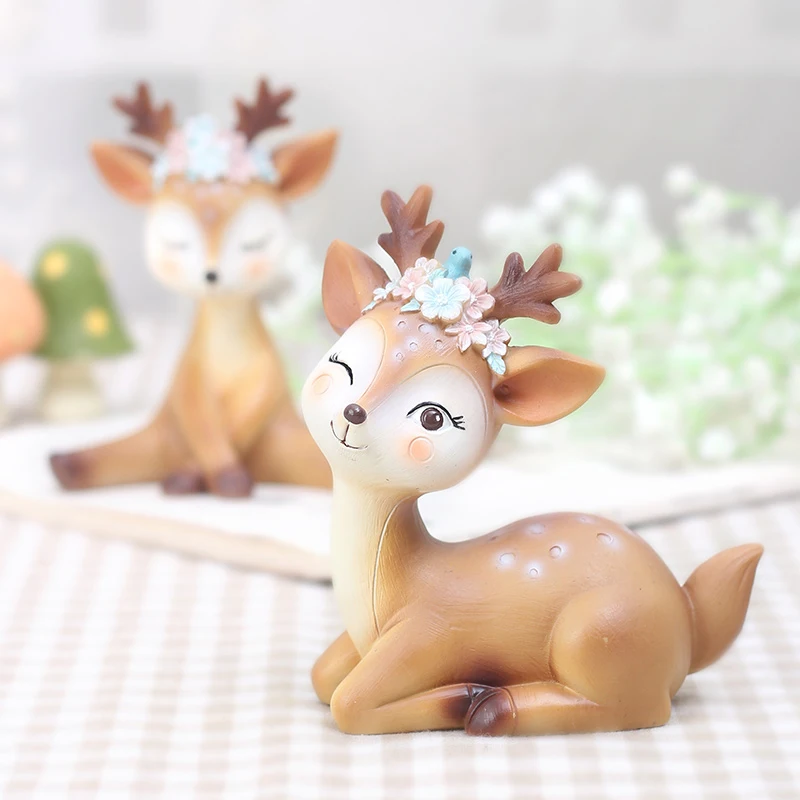 

Creative Cute resin deerlet ornaments living room Decoration miniature Figurine Craft garden Furniture home decor accessories