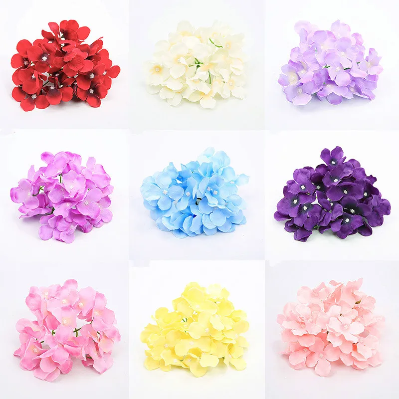 100pcs/lot Vivid Big Hydrangea Flower Heads Silk Artificial Flowers Amazing Wedding Home Party Backdrop Diy Decoration Panel