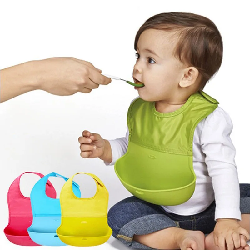 27*21CM Baby bib children eat pocket waterproof silicone baby saliva towel maternal and infant supplies B0066