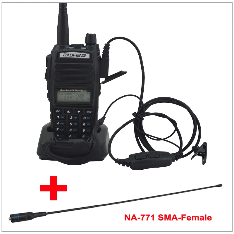 Portable Baofeng Radio UV-82 Walkie Talkie Black Dual Band VHF/ UHF Ham Radio Transceiver Baofeng UV 82 w/ NA-771 SMA-F antenna