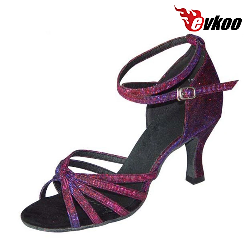 Evkoodance Woman Satin Latin Tango Salsa Dance Shoes 7cm Heel Customize Color Latin Ballroom Dance Shoes Free Shipping Evkoo-029