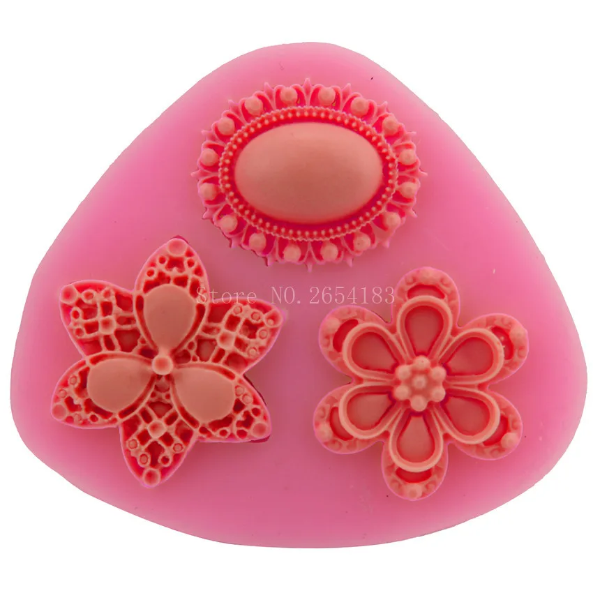 Flower & Gem & Jadeite Silicone Fondant Soap 3D Cake Mold Cupcake Jelly Candy Chocolate Decoration Baking Tool Moulds FQ2410