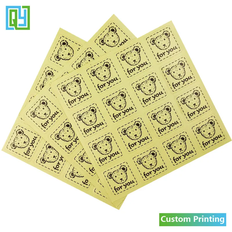 100pcs 27x27mm Free Shipping For You Self Adhesive Stickers Home Made Bear Picture For You Pretty Gift Packaging Lids Seal Label