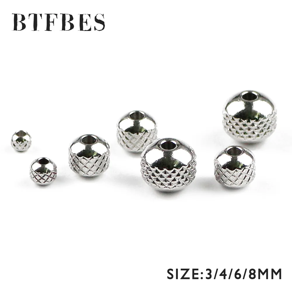 Tire Stainless steel Round Beads 3 4 6 8mm Charm Spacer Loose beads for Jewelry Bracelets Making DIY metal Accessories Findings