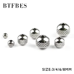 Tire Stainless steel Round Beads 3 4 6 8mm Charm Spacer Loose beads for Jewelry Bracelets Making DIY metal Accessories Findings