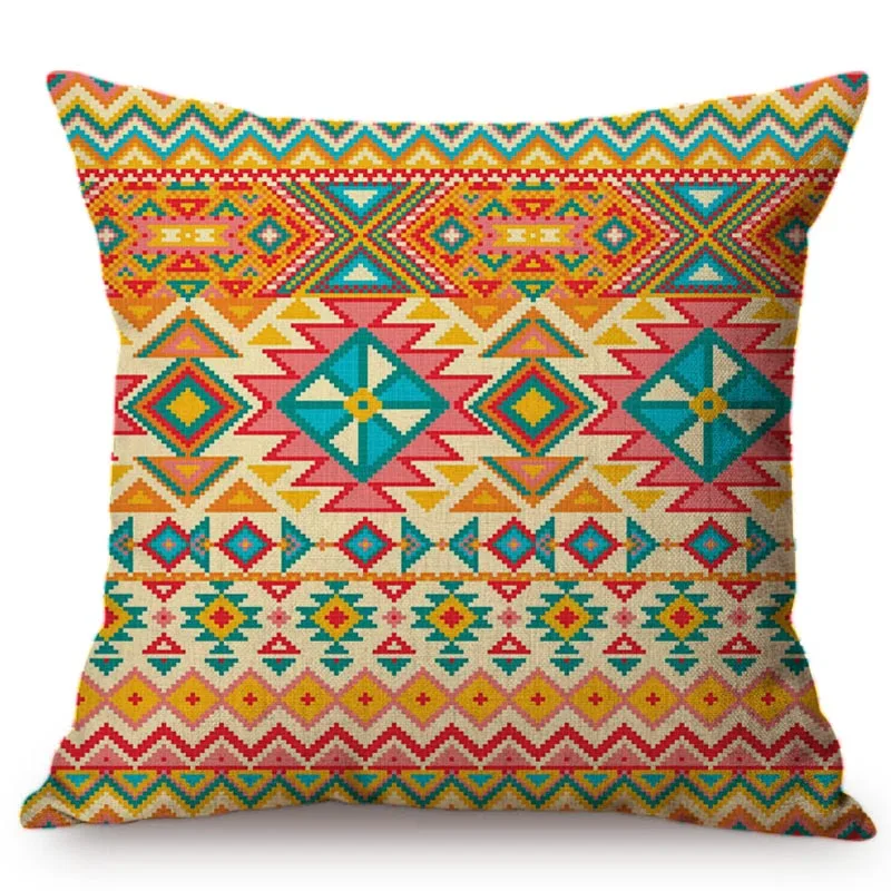 Kilim Style Cotton Linen Floor Cushion Cover Boho Vintage Wave Stripe Pattern Car Sofa Decorative Throw Pillow Case cojines