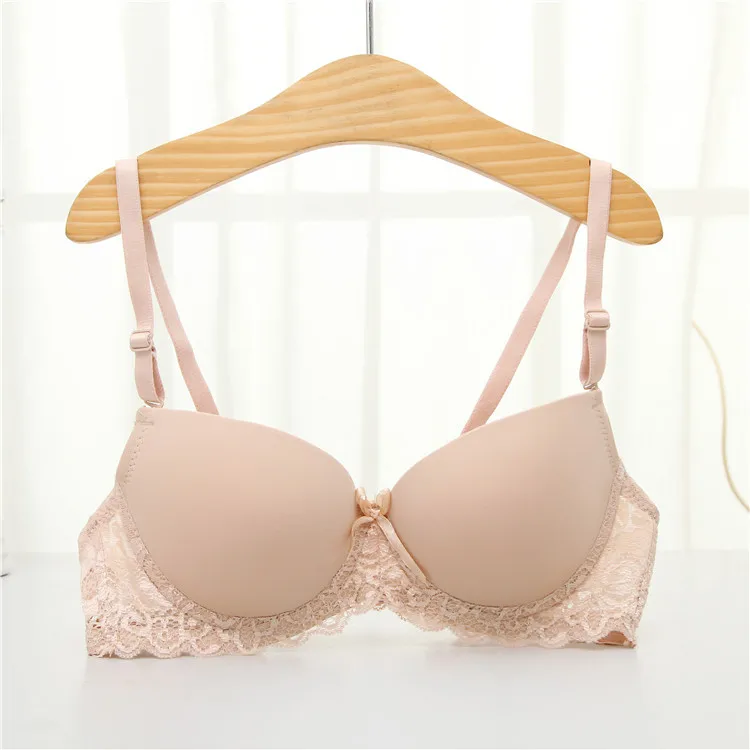 Summer underWire Women Seamless Lace bra sexy student girl Brassiere spring autumn small chest Padded push up Bra 32 34 36