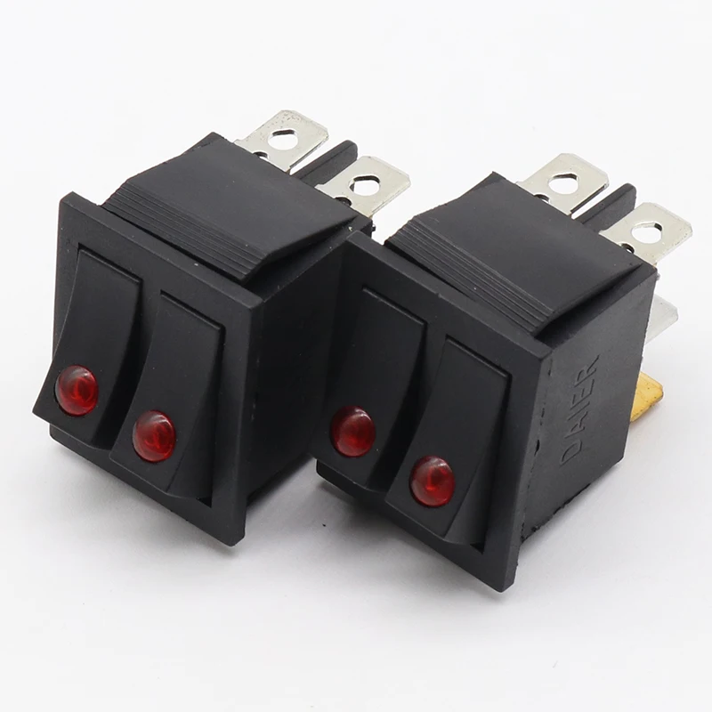 1PCS Rocker switch belt cat-eye switch two gang switch double switch