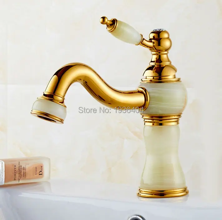 Luxury Beauty European copper faucet marble stone vintage gold Undermount basin faucet M1014