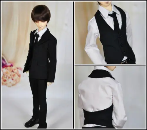 Accept custom NEW Black Gentleman Suit 1/3 1/4 SD MSD  BJD Doll Clothes