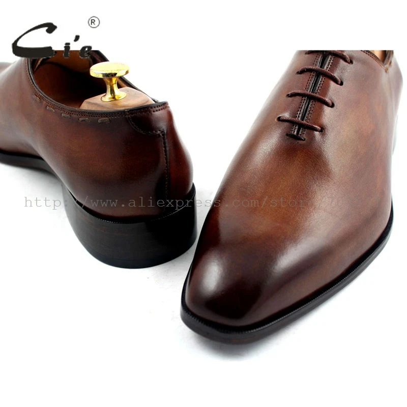 cie Free Shipping Bespoke Custom Handmade Genuine Calf Leather Men\'s Oxford Shoe Lacing Patina Color Brown OX193 adhesive craft