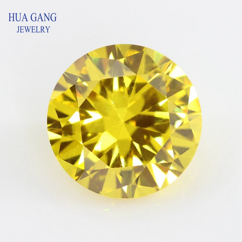 AAAAA 11~20mm Golden Yellow Cubic Zirconia Round Brilliant Cut Loose CZ Stone Synthetic Gems For Jewelry