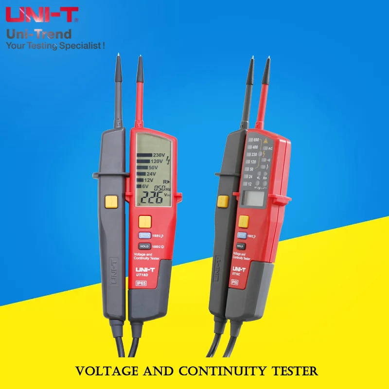 UNI-T UT18D/UT18C Voltage and Continuity Tester; IP65 waterproof / RCD test / phase position rotation test / built-in lighting