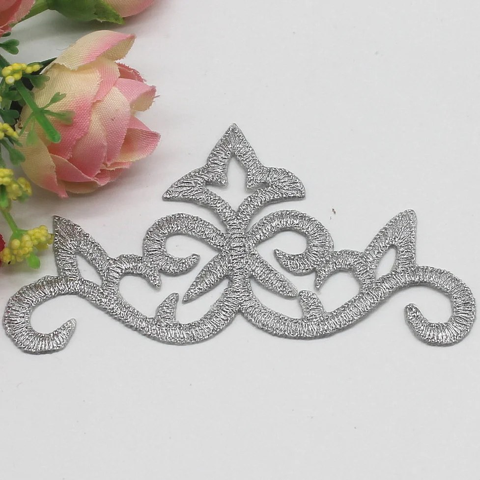 5 Pieces Gold Embroidery Lace Appliques Iron on Cosplay Patches 9.5CM*6.8CM