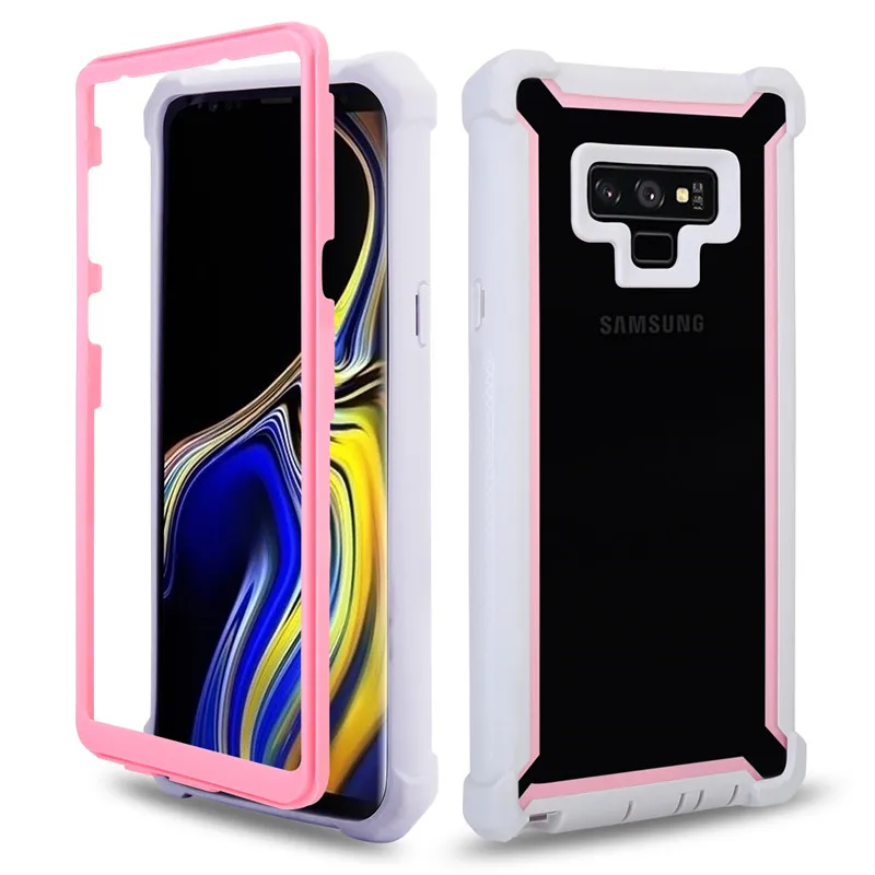 Transparent Colorful Bumper Phone Case For Samsung s9 s10 Plus s10lite note8 note9 Silicon 360 Degree Full-Body Protection Case