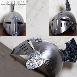 Burning man Costumes Fantasy Medieval Wearable Knight Skull Crusher Helmet Steel LARP Costume