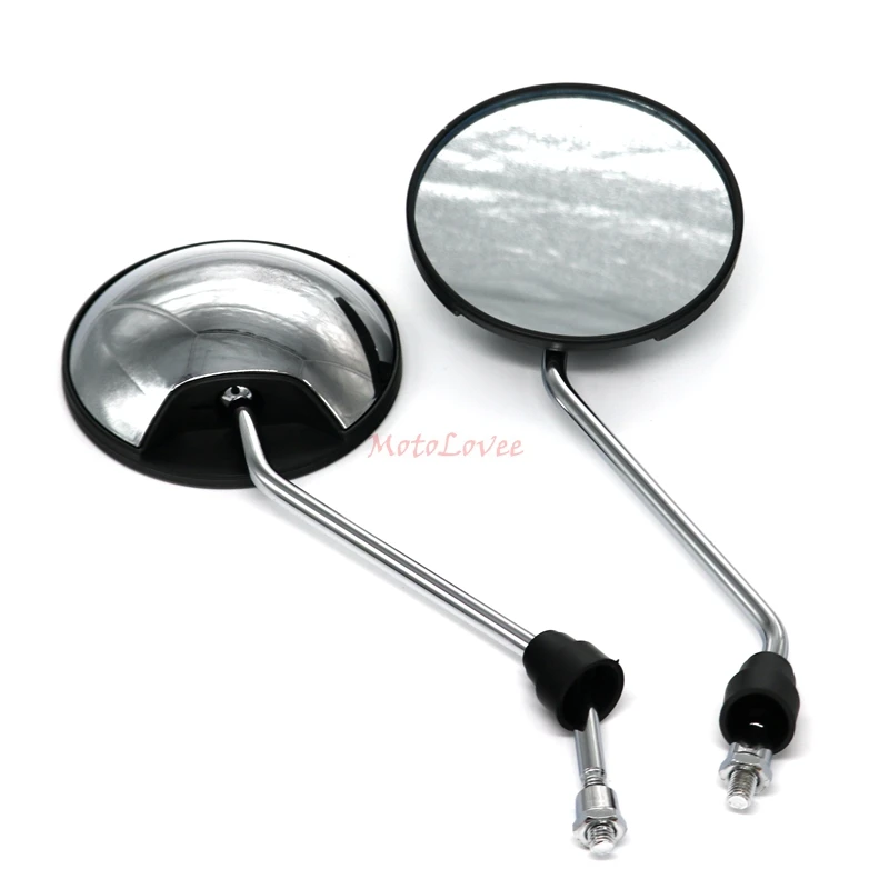 Motolovee Universal Clockwise 8mm Round Motorcycle Rearview Mirrors 360 Degree Convex Moped Scooter Motorbike Side Mirror