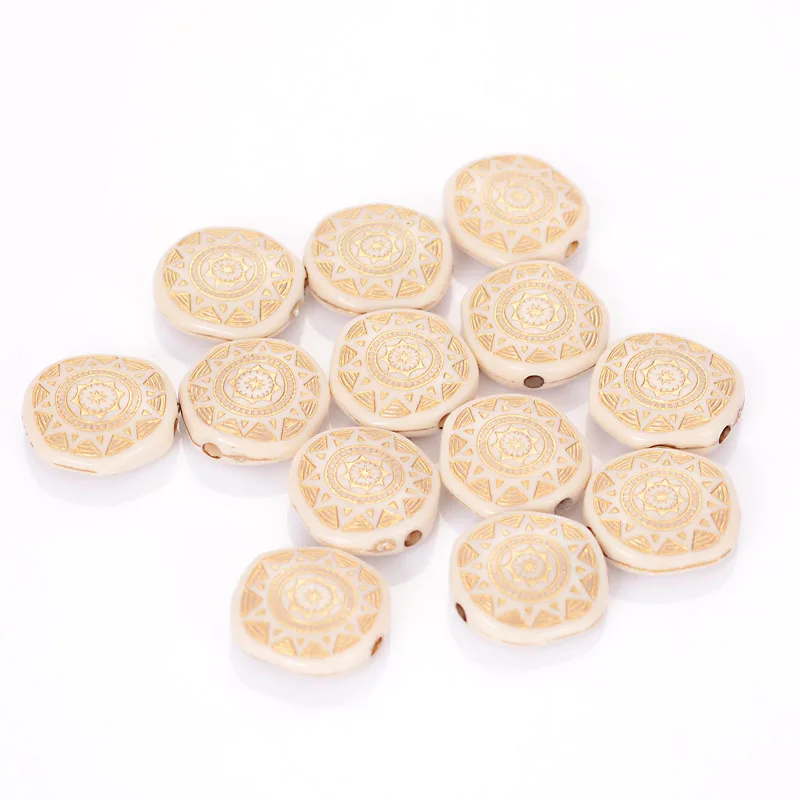 

Wholesale 6x18mm Acrylic Flat Round Shape Star Pattern Plastic Antique Design Beads For Diy Jewelry Making Accessories