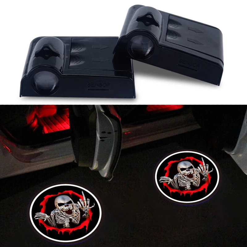 LED Door Warning Light 2PCS 9TH Wireless Car Logo Door Light Car Door Lights Logo Welcome Projector Car Shadow Led Light