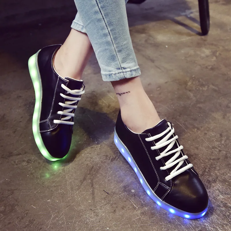 Led luminous sneakers girls boys casual children shoe Black glowing with recharge lights up simulation sole for kids neon basket