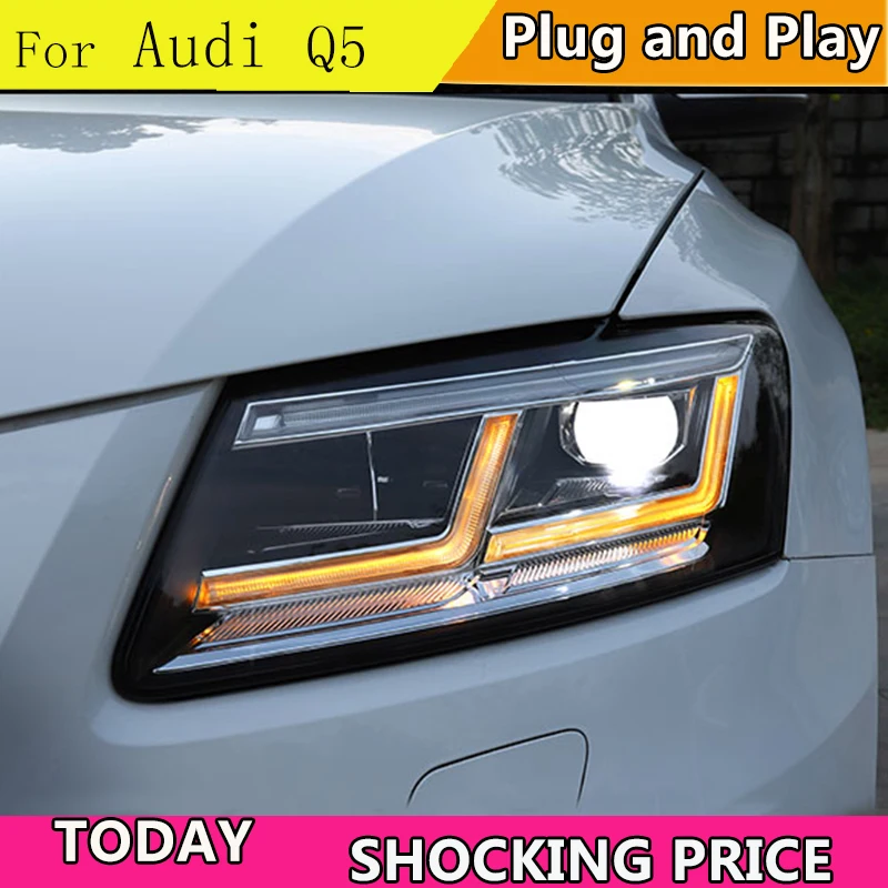 

doxa Car Styling for Audi Q5 Headlights 2009-2012 2013-2018 Q5 LED Headlight DRL Lens Double Beam bi-LED lens car headlight