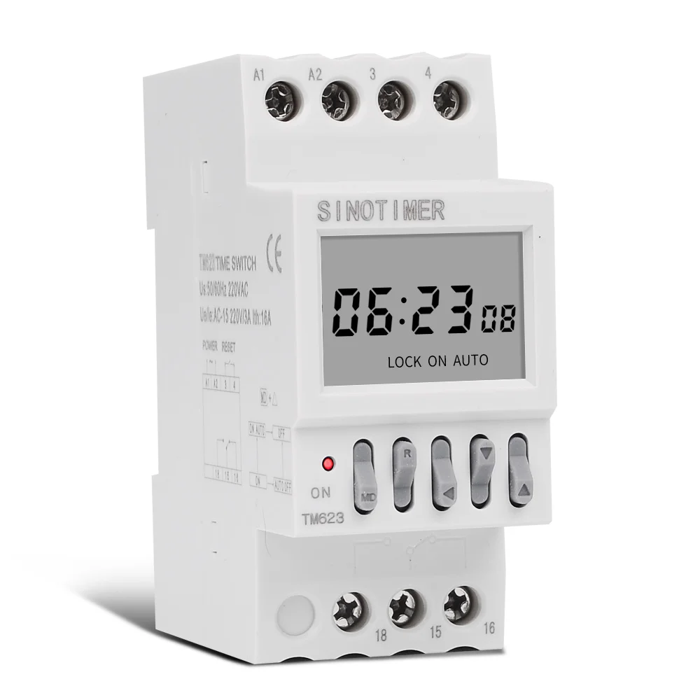 TM623-2   230V 16A Programmable Astronomical Time Switch with Latitude Display Controller 8 OFF 8 ON Automatic Adjustment Time