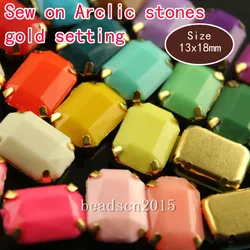 20pcs rettangolo 13x18mm Della Caramella acrilico strass sew on con oro artiglio Risultati settingJewelry Abbigliamento Accessori Fai Da Te