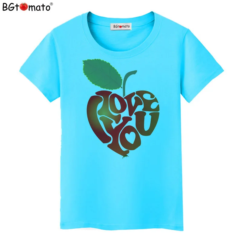 New design beautiful fruit printing T-shirt I LOVE YOU Strawberry Shirt for women Good quality comfortable casual Tops Tees