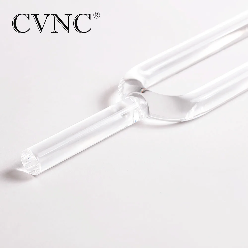 CVNC 16mm 440/432Hz C/D/E/F/G/A/B Note Clear Quartz Crystal Singing Tuning Fork for Sound Healing and Meditation with Mallet