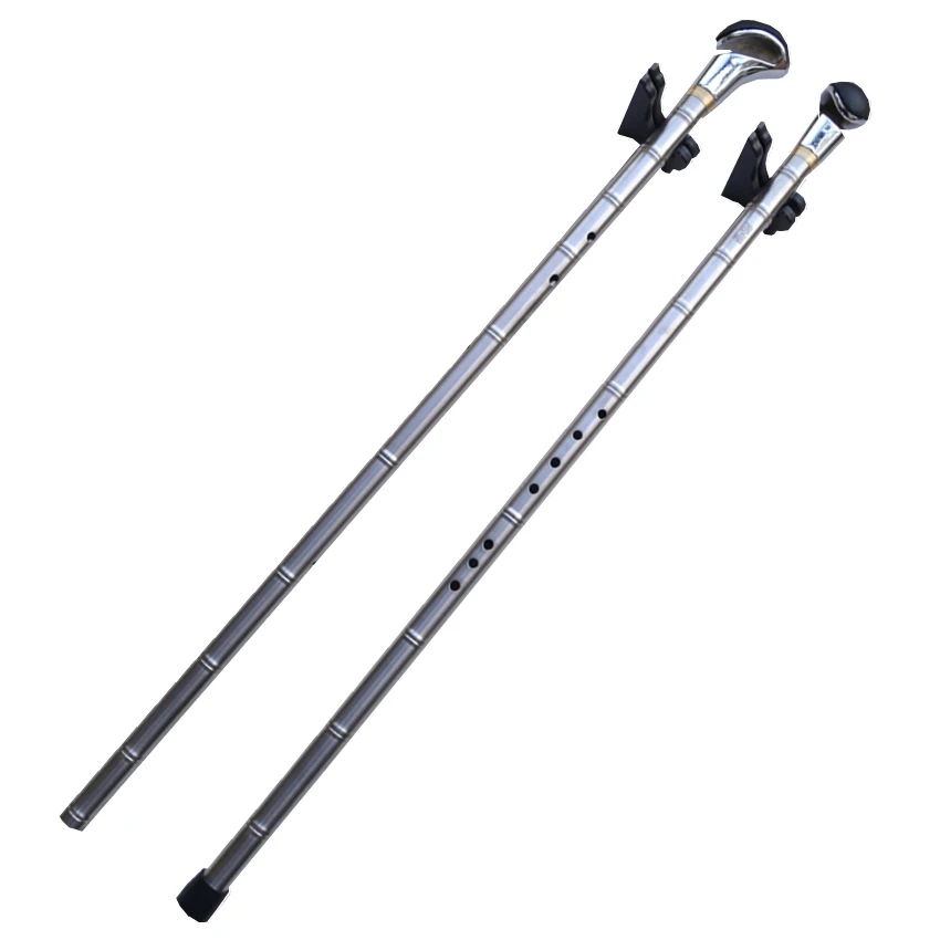 Metal Titanium Vertical Flute, Xiao + Walking Stick, G/F Key, Professional Music Instrument,