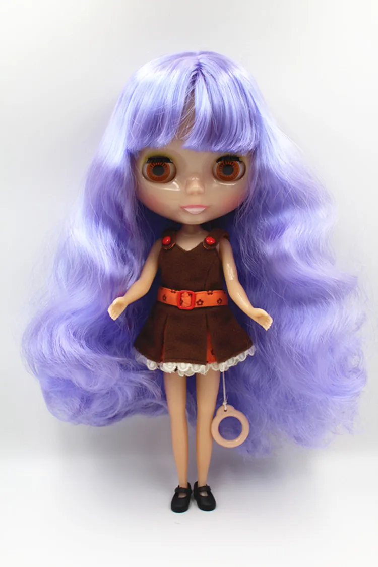 Blygirl Doll Violet curly hair bangs 30CM Doll 1/6 Blyth Doll body Fashion Can refit makeup Fashion doll White skin