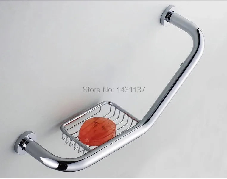 

top high quality brass material chrome plating bathroom grab bar with brass soap basket