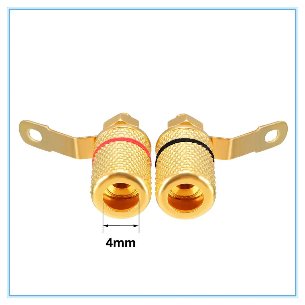 2Pcs Gold Plated Amplifier banana plugs Video Speaker Terminal Connectors Binding Post 4mm Banana Jack Outlet