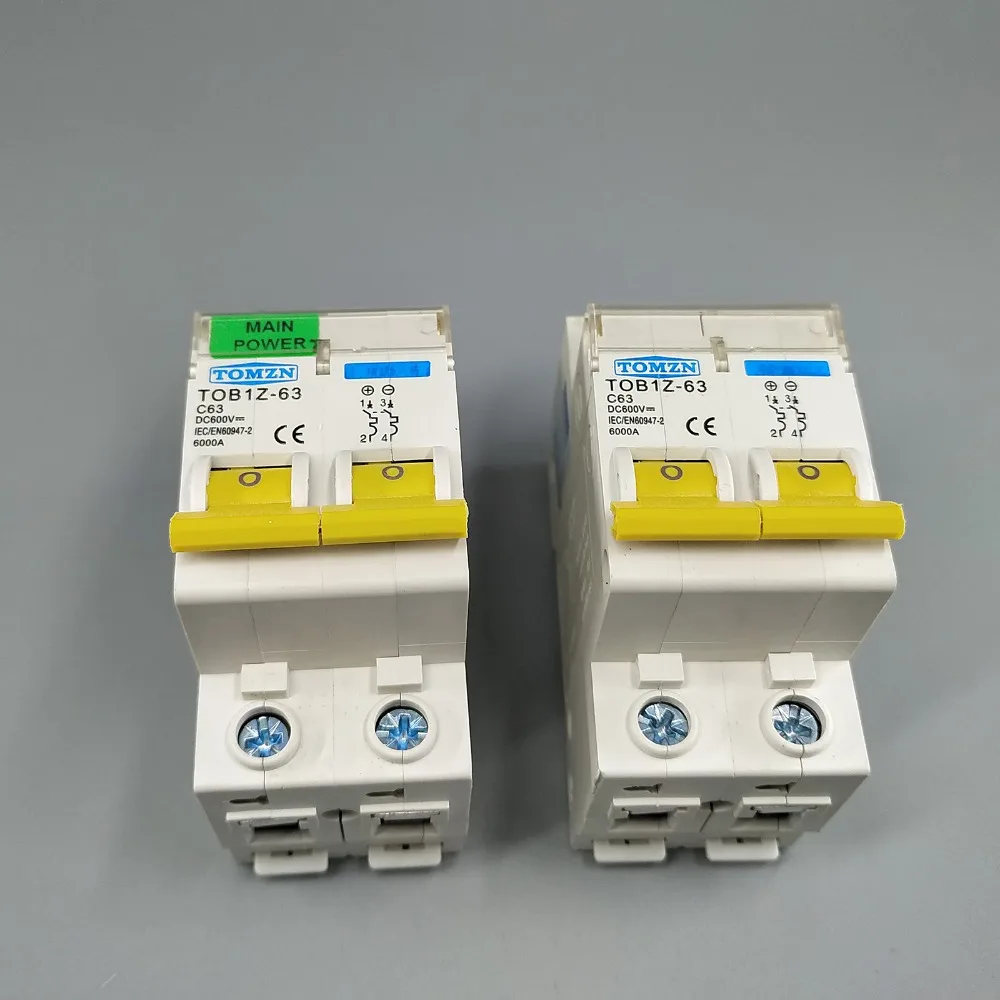 2P DC 600V  Circuit breaker MCB C curve single pole direct-current fuse for PV