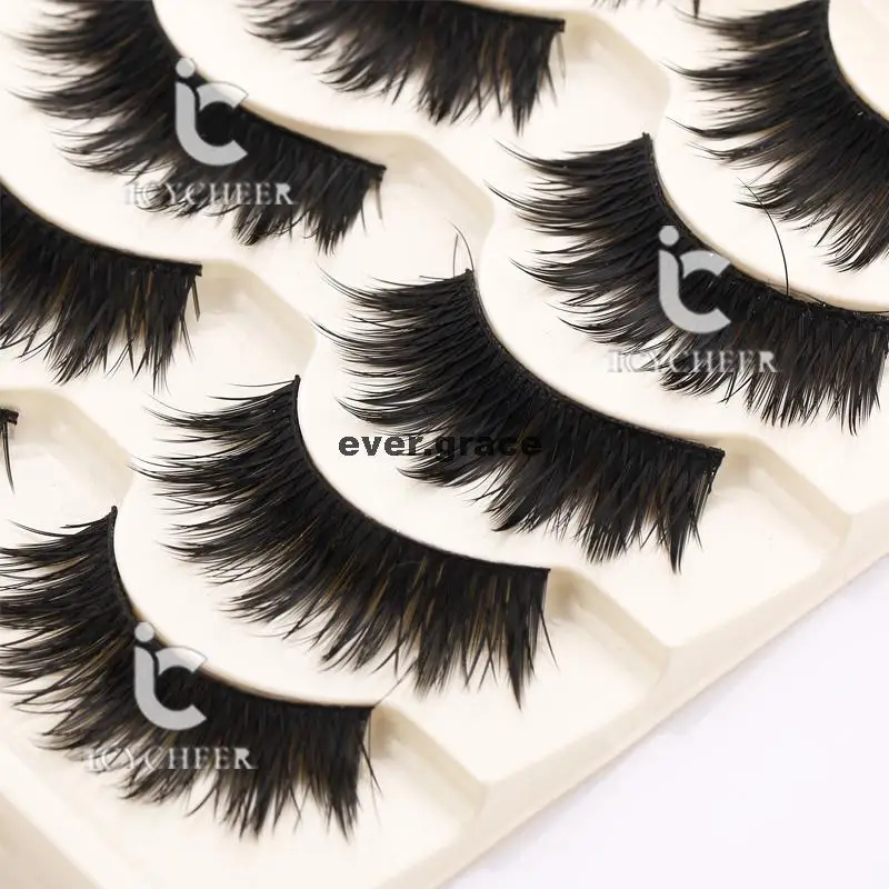 ICYCHEER Thick 5 Pairs Makeup Natural False Eyelashes Eye Lash Long Black Handmade Soft