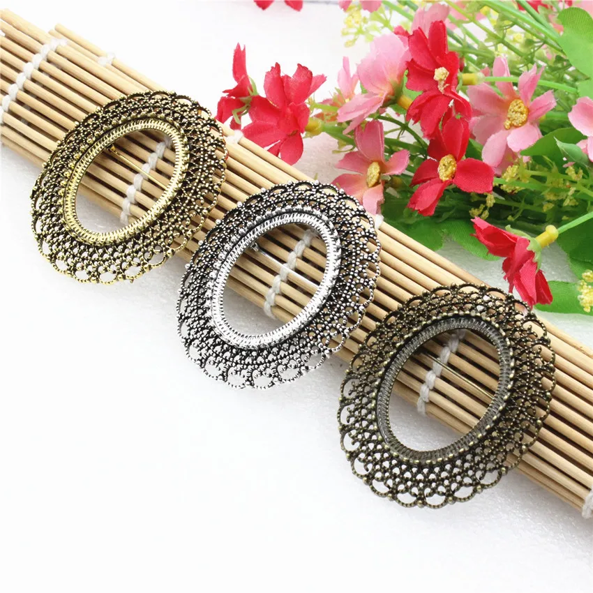 Onebeading Fit 30x40mm Vintage Oval Cabochons Brooch Blank Setting Bezel Base For DIY Making Accessories 3pcs K05279