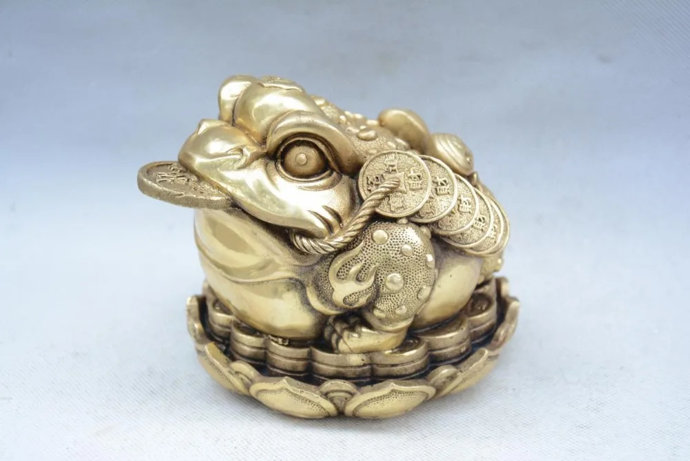 Rare Old QingDyansty(QianLong) copper gold toad statue /sculpture,Weight 2.5kg,best collection&adornment,free shipping