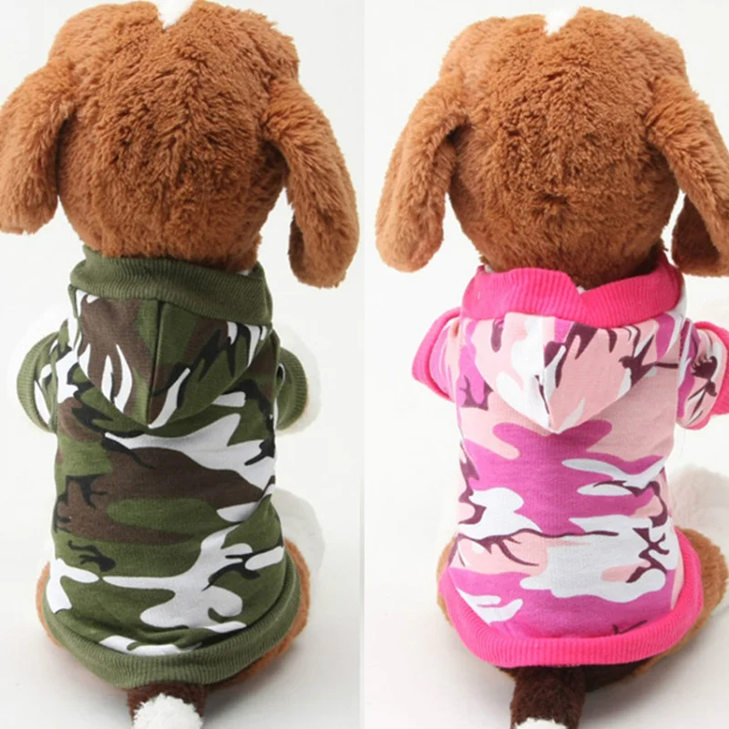 Camouflage Cat Costumes, Cotton Clothes, Army Green, Pink Hoodie, Pet Puppy Product for Small Dog, Spring, Autumn, Winter, New