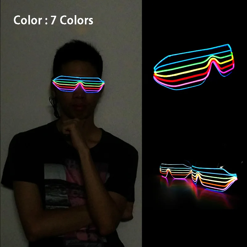 Colorful Flashing LED Glasses for Dance, Party Lighting, Colorful Glowing, Classic Toys, 6 or 7 Colors, by 3V Driver